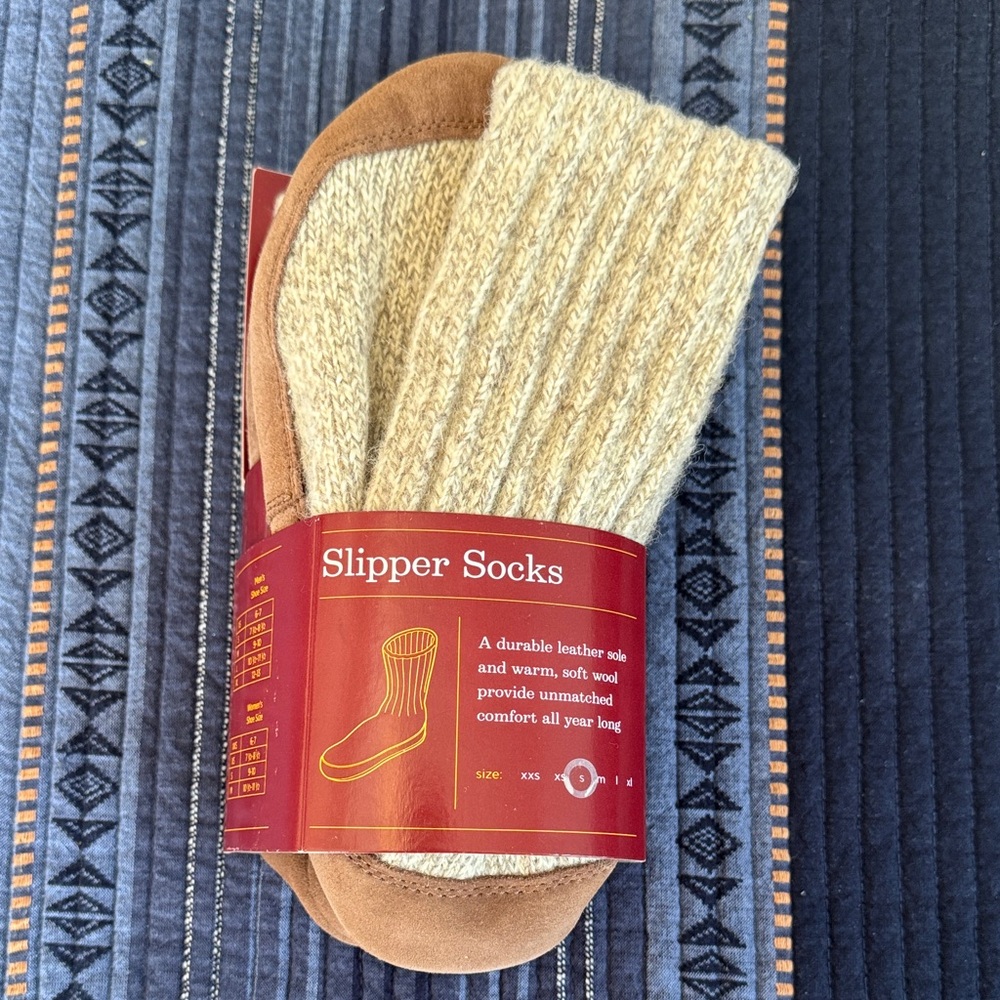 L.L. Bean Beige and Brown Slipper Socks